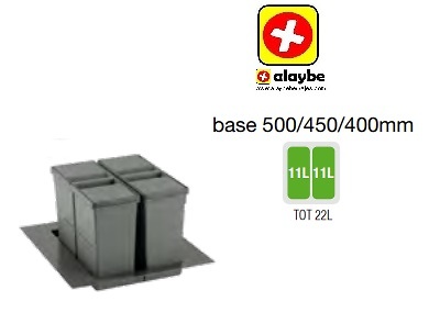 9XL SISTEMA CUBO RECICLAJE CON BASE Y TAPA 278 mm 279/424 mm 399/490 mm 11L+11L CUBOS+BASE 400-450-500 mm 