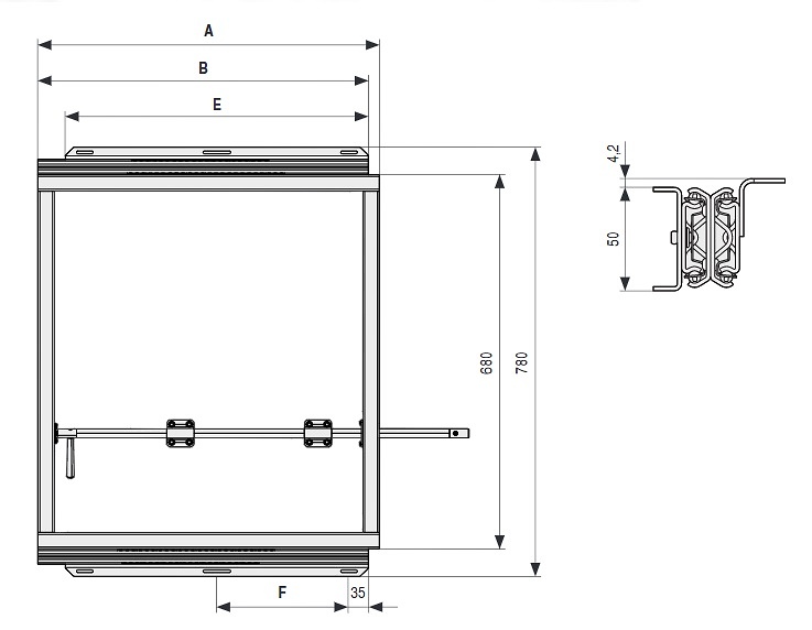 ACE 50 Bastidor de acero combinado con aluminio extensible para mesasCon volteador para tableros integrado.Apertura y cierre sincronizado 620 mm 600 MM 644 MM 1264 MM 550 MM 240 MM ALUMINIO/ACERO 1200 mm 1230 MM 1277 MM 2607 MM 1200 MM 250 MM ALUMINIO/ACERO 