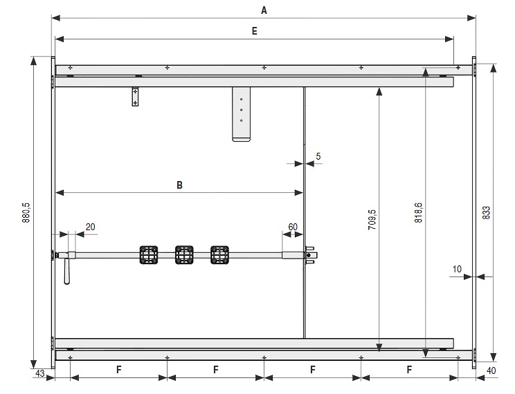 ALU 55 Bastidor de aluminio extensible para mesasCon volteador para tableros integrado. 1200 mm 860 MM 800 MM 2008 MM 1123 MM 273,3 MM ALUMINIO 1400 mm 860 MM 800 MM 2408 MM 1323 MM 323,3 MM ALUMINIO 