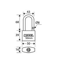 CANDADO ARCO LARGO CN02 LATONADO LATON 16 50 LATON 6 