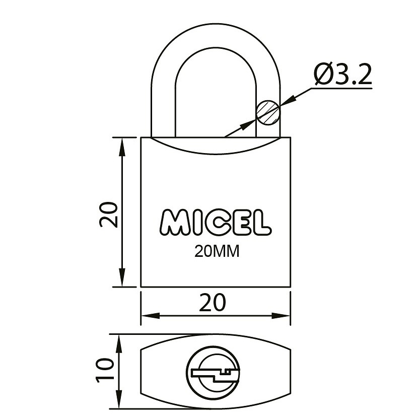 CANDADO ARCO NORMAL CN01 LATONADO LATON 10 20 35 LATON 12 