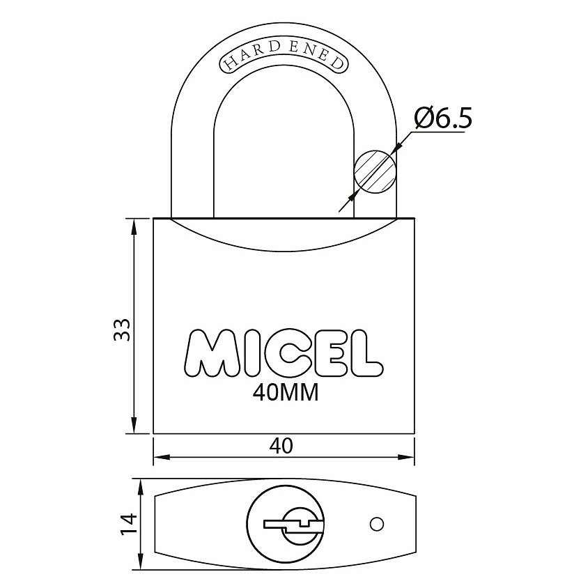 CANDADO ARCO NORMAL CN01 LATONADO LATON 14 40 64 LATON 6 