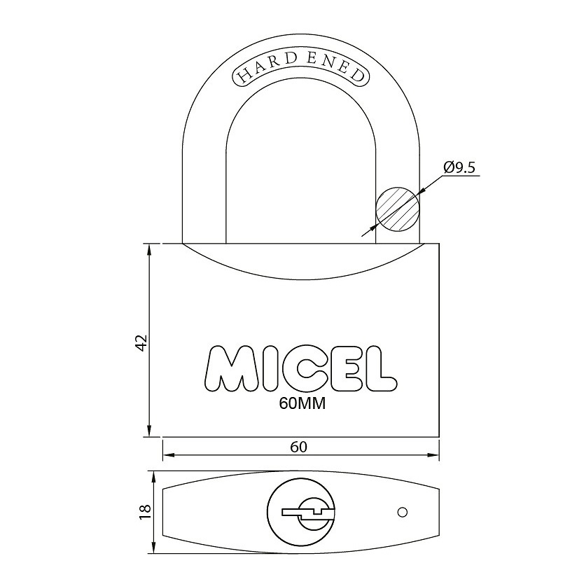 CANDADO ARCO NORMAL LLAVES IGUALES CN01 LATONADO LATON 18 60 50 LATON 6 