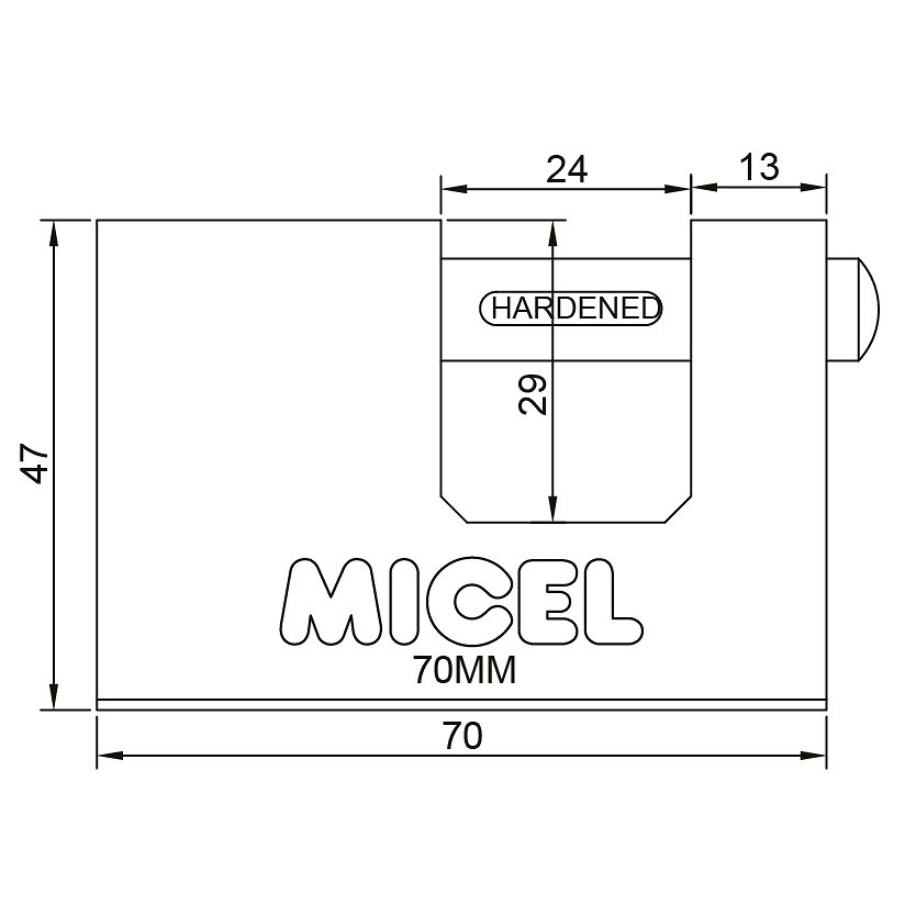 CANDADO RECTANGULAR CN03 LATONADO LATON 70 47 LATON 6 