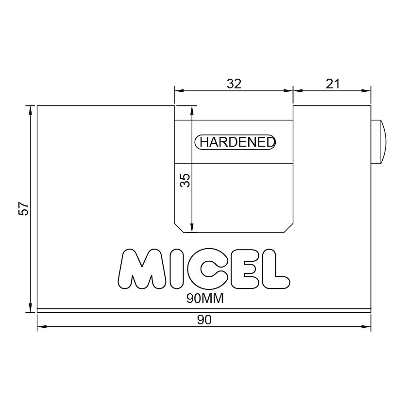 CANDADO RECTANGULAR CN03 LATONADO LATON 90 57 LATON 6 