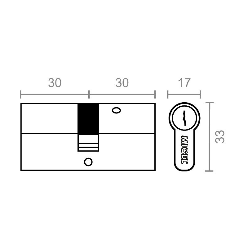 CILINDRO SEGURIDAD CS04 LLAVES IGUALES SERIE G2 LEVA 15 LATON 33 17 60 LARGA LATON 1 