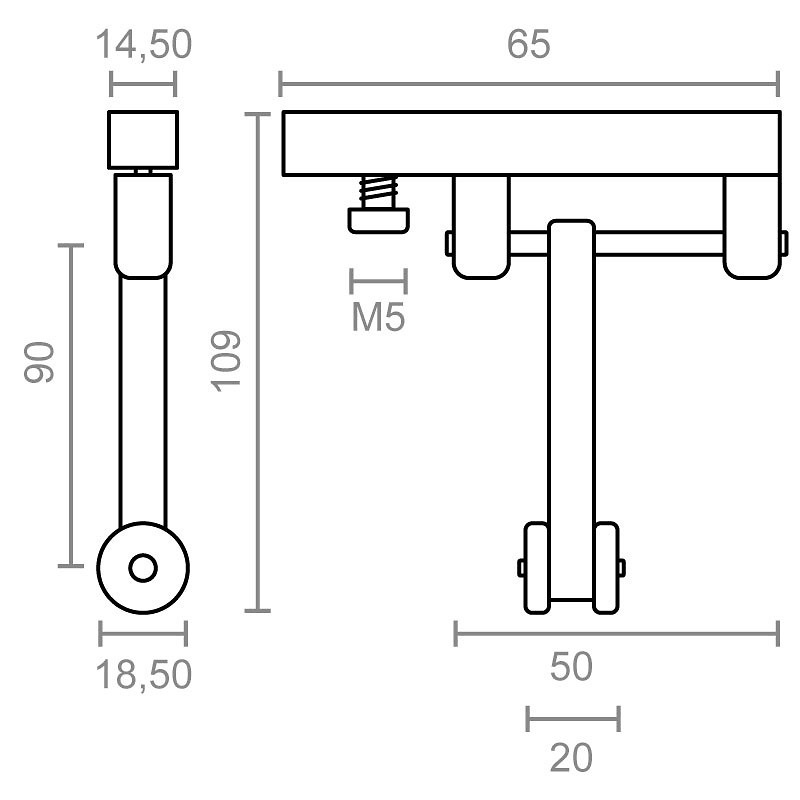 POLEA CORREDERA PERGOLA TLD21 20mm BLANCO 109 185 65 NYLON 1 