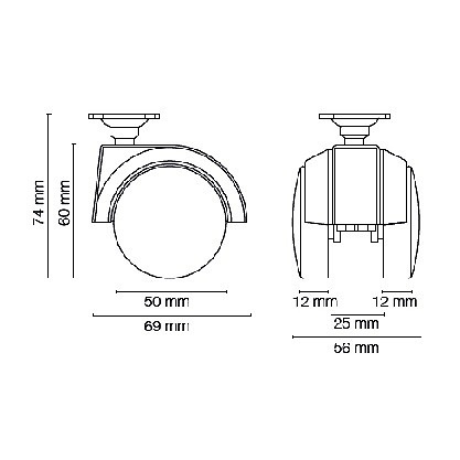 RUEDA PLACA RUM05 50mm NEGRO/GRIS NEGRO/GRIS 74 56 70 PVC SIN FRENO 4 65 KGS 