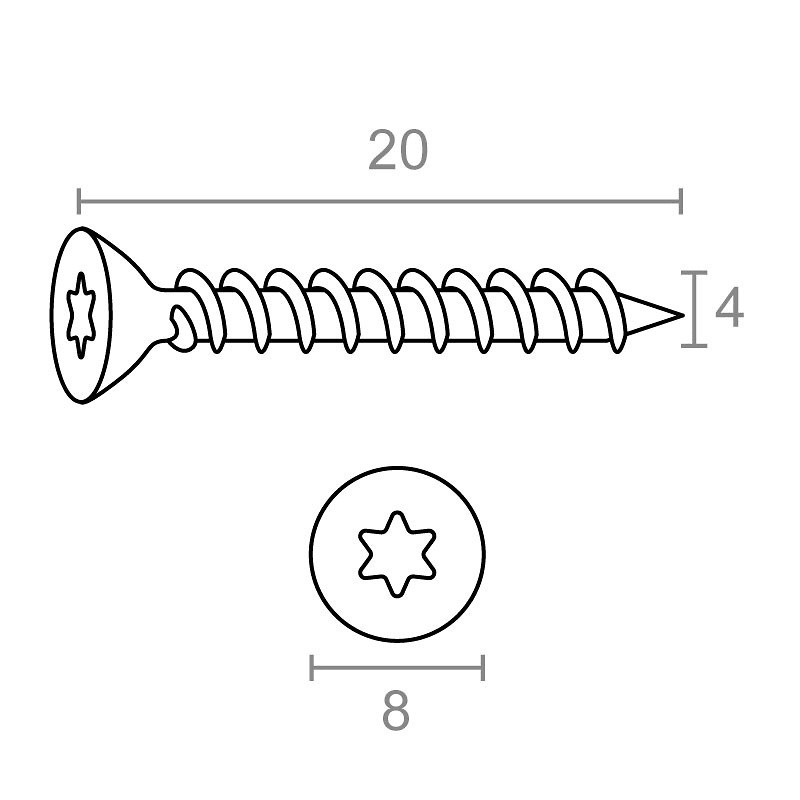 TORNILLO CABEZA PLANA TORX TRN18 NEGRO 4 mm NEGRO 20mm ACERO 200 4 mm NEGRO 20mm ACERO 20 