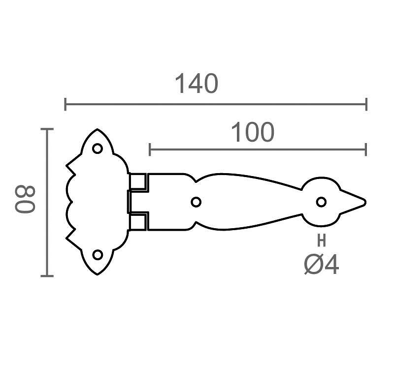 BISAGRA FORMA T BS34 100mm NEGRO 