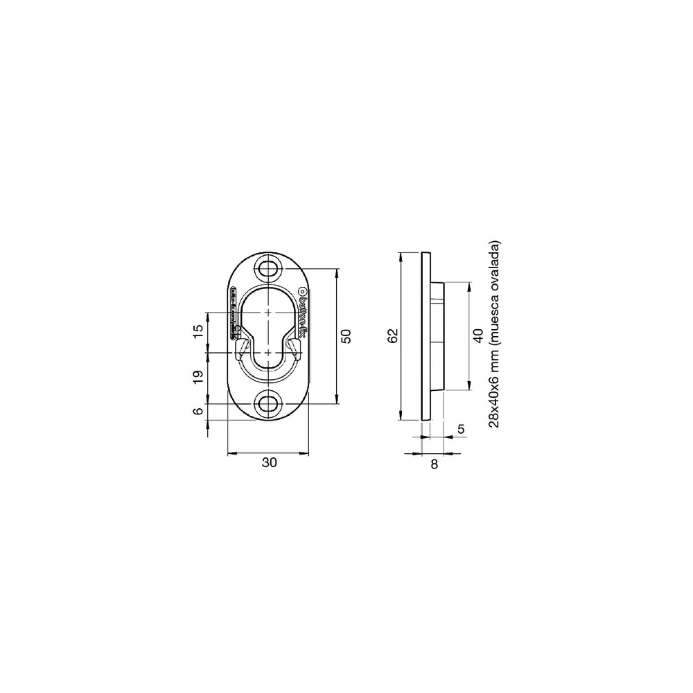 BUTTON-FIX COSTADOS HASTA 350 KG. APROX. CON PROTECCION RF INOX 