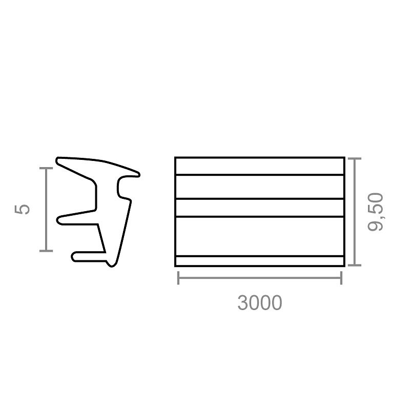 JUNTA VENTANA 6869 HUECO 5mm NEGRO 