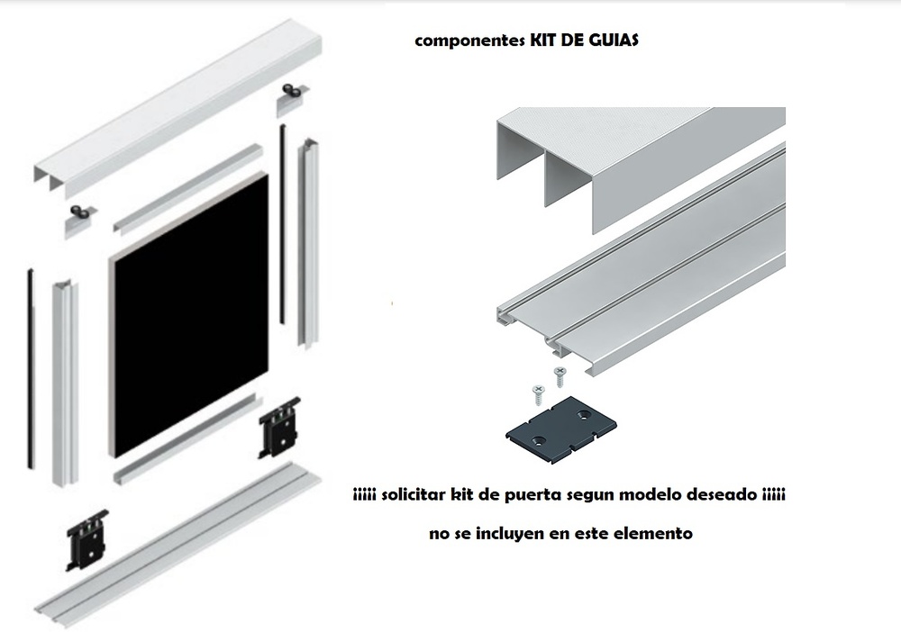 KIT PERFILES GUIA SUPERIOR+INFERIOR 2 CARRILES PARA TIRADOR TERRA BASIC 75 ARMARIO EMPOTRADO 