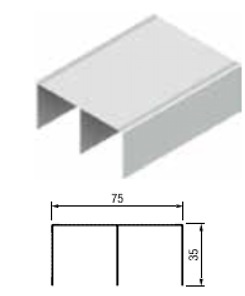 KIT PERFILES GUIA SUPERIOR+INFERIOR 2 CARRILES PARA TIRADOR TERRA BASIC 75 ARMARIO EMPOTRADO 