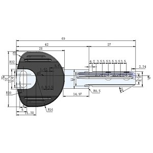 LLAVE BRUTO CS01 CILINDRO SEGURIDAD NIQUELADO 