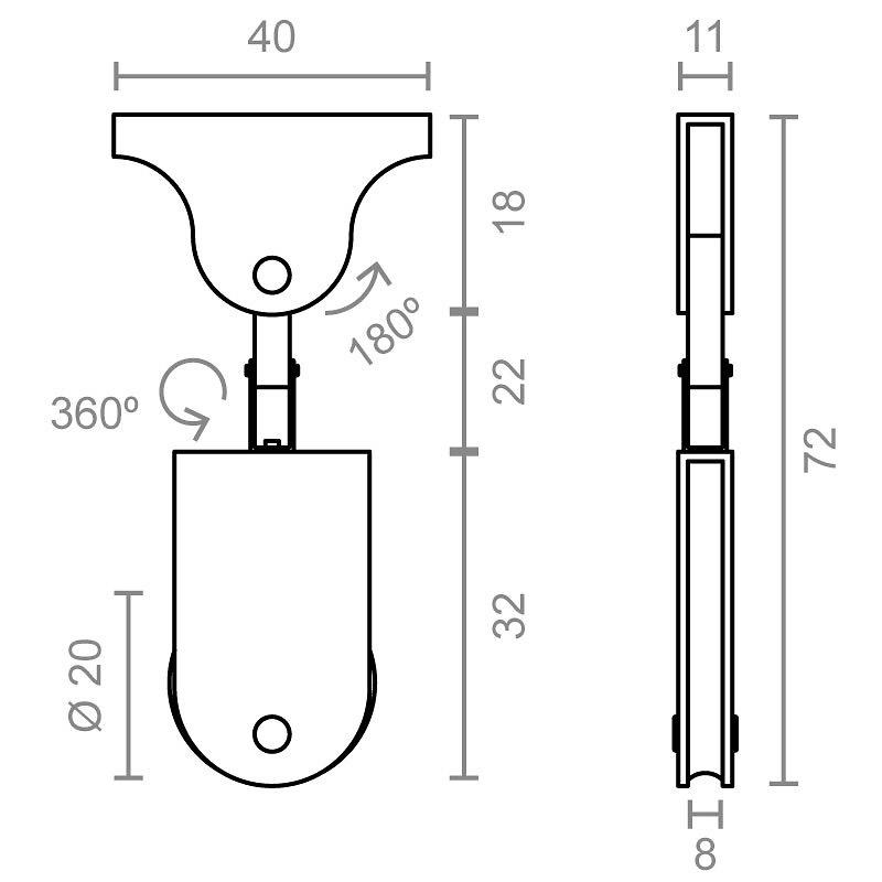 POLEA ORIENTABLE TOLDO TLD13 ZINCADO 