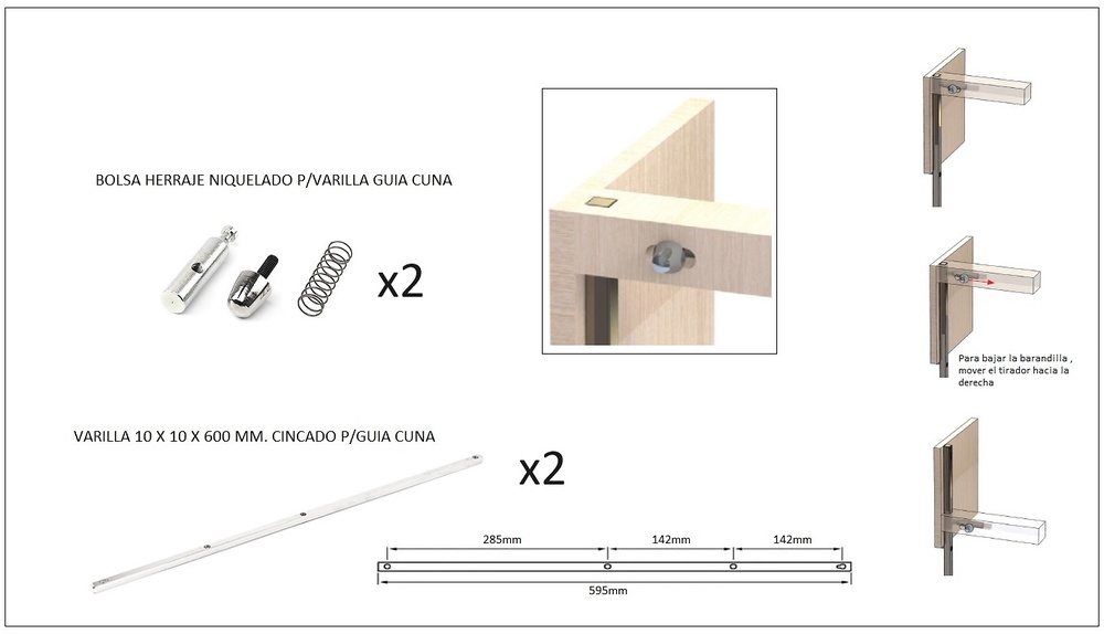 SISTEMA BARANDILLA CUNA CROMADO 