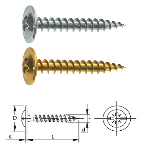 TORNILLO POZIDRIVE CABEZA ARANDELA TRASERA BICROMATADO 