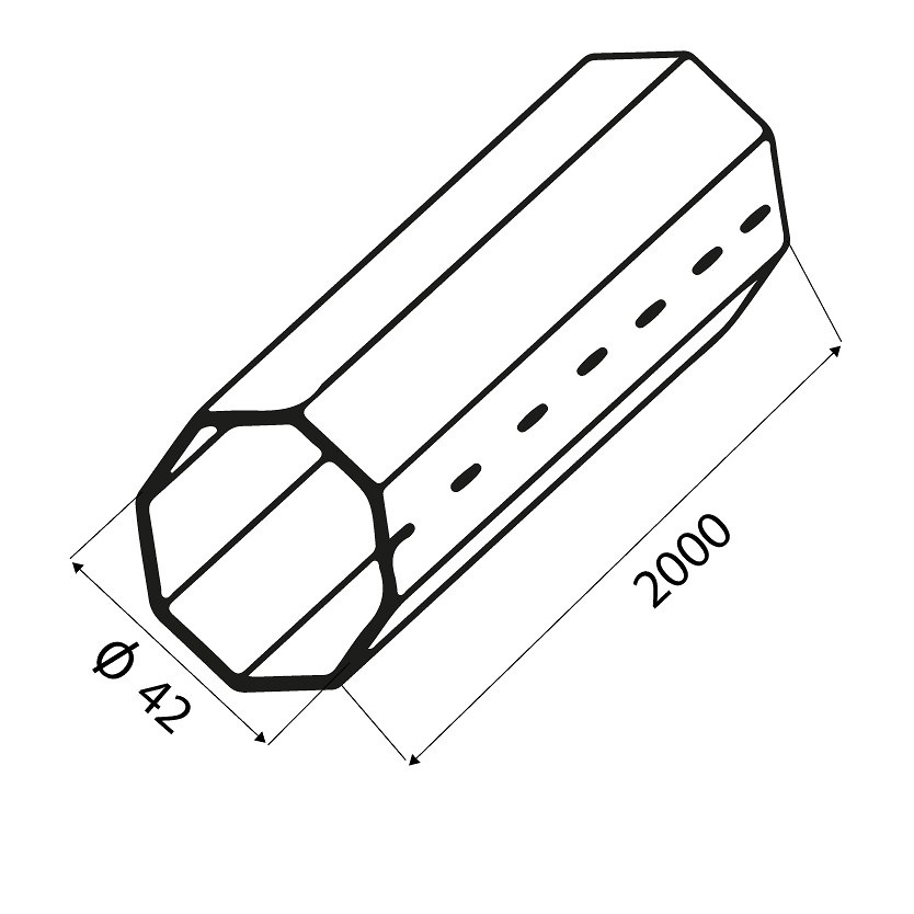 TUBO EJE OCTOGONAL PR23 42x2mts GALVANIZADO 