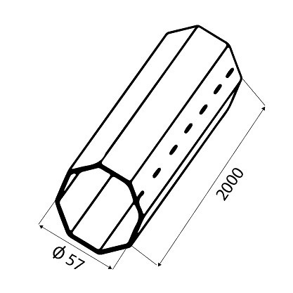 TUBO EJE OCTOGONAL PR23 57x2mts GALVANIZADO 